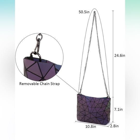 LOVEVOOK Geometric Luminous Purse - Holographic Reflective Crossbody Bag Wallet - Picture 5 of 7